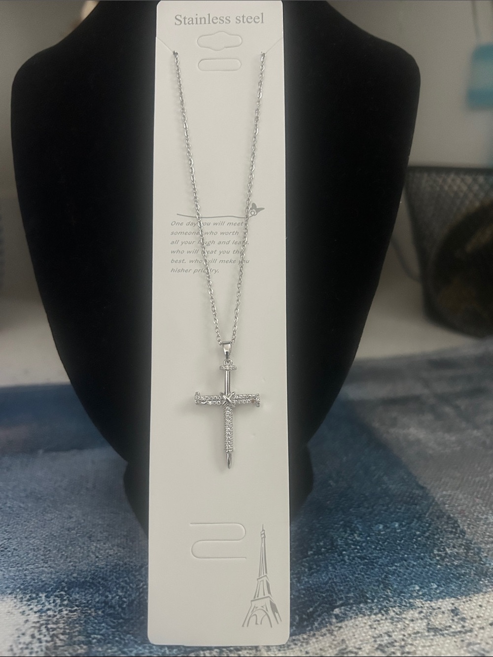 Stainless Steel Cross Pendant Necklace - Silver